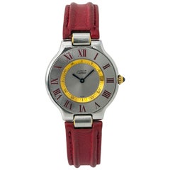 Cartier Must De 21 1330 Ladies Quartz Watch 18 Karat Two-Tone Silver Dial