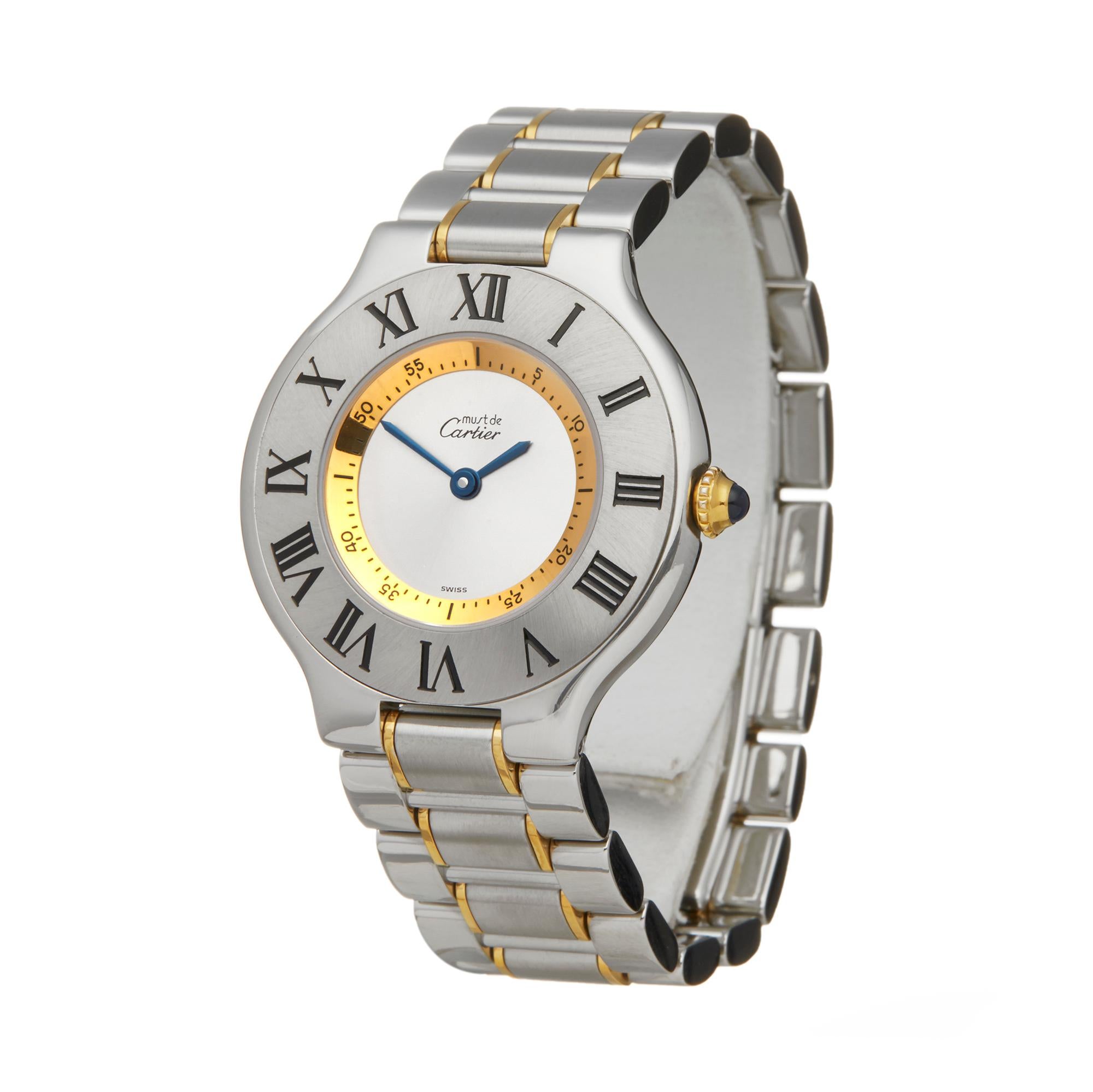 Reference: W6002
Manufacturer: Cartier
Model: Must de 21
Model Reference: 1330
Age: Circa 1990's
Gender: Women's
Box and Papers: Xupes Presentation Box
Dial: Silver
Glass: Sapphire Crystal
Movement: Quartz
Water Resistance: To Manufacturers