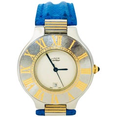 Reloj Cartier Must De 21 Acero Oro Esfera Romana Unisex