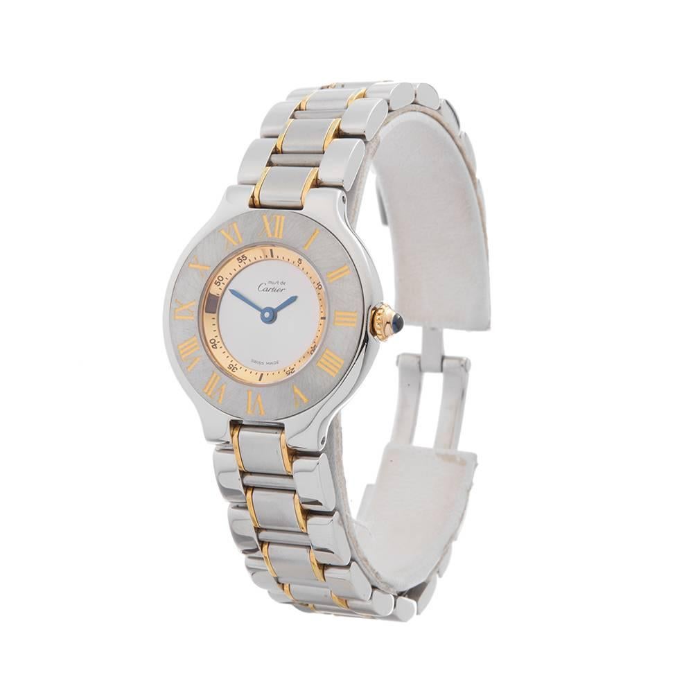 Ref: W4869
Manufacturer: Cartier
Model: Must de 21
Model Ref: 1340 or W10073R6
Age: 
Gender: Ladies
Complete With: Xupes Presentation Pouch 
Dial: Silver
Glass: Sapphire Crystal
Movement: Quartz
Water Resistance: To Manufacturers