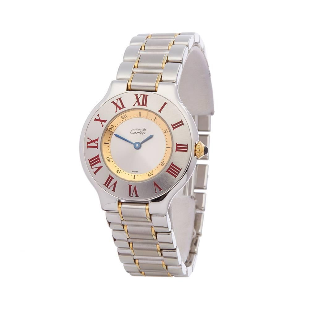 Ref: W4987
Manufacturer: Cartier
Model: Must de 21
Model Ref: W1007819
Age: 
Gender: Ladies
Complete With: Xupes Presentation Pouch
Dial: Silver
Glass: Sapphire Crystal
Movement: Quartz
Water Resistance: To Manufacturers Specifications
Case: