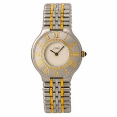Cartier Must De 21 Women
s Quartz Watch Cream Dial Two-Tone Stainless Steel