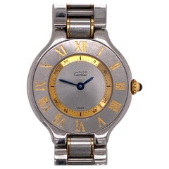 Cartier Must De 21 Gelbgold Edelstahl-Uhr mit zweifarbigem Quarz