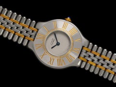 Cartier Must De 21C Mens Midsize Unisex Watch - Stainless Steel & 18K Gold