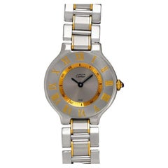 Cartier Must De 21C Mens Midsize Unisex Watch - Stainless Steel & 18K Gold
