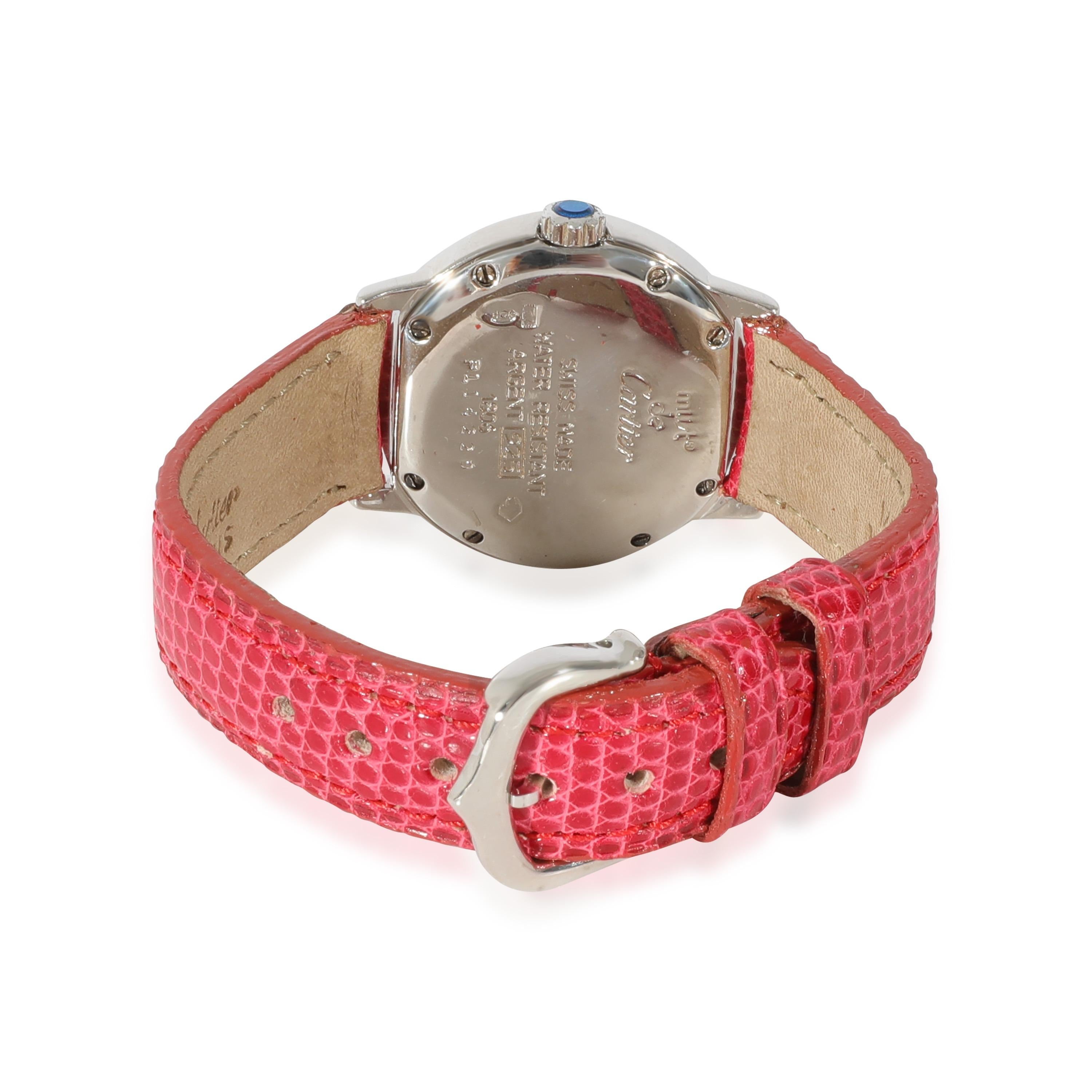 Cartier Must de Cartier 1806 Damenuhr in 925 Sterling Silber

SKU: 128348

PRIMÄRE DETAILS
Marke: Cartier
Modell: Must de Cartier
Herkunftsland: Schweiz
Uhrwerk Typ: Quarz: Batterie
Jahr der Herstellung: 1990-1999
Zustand: In ausgezeichnetem Zustand