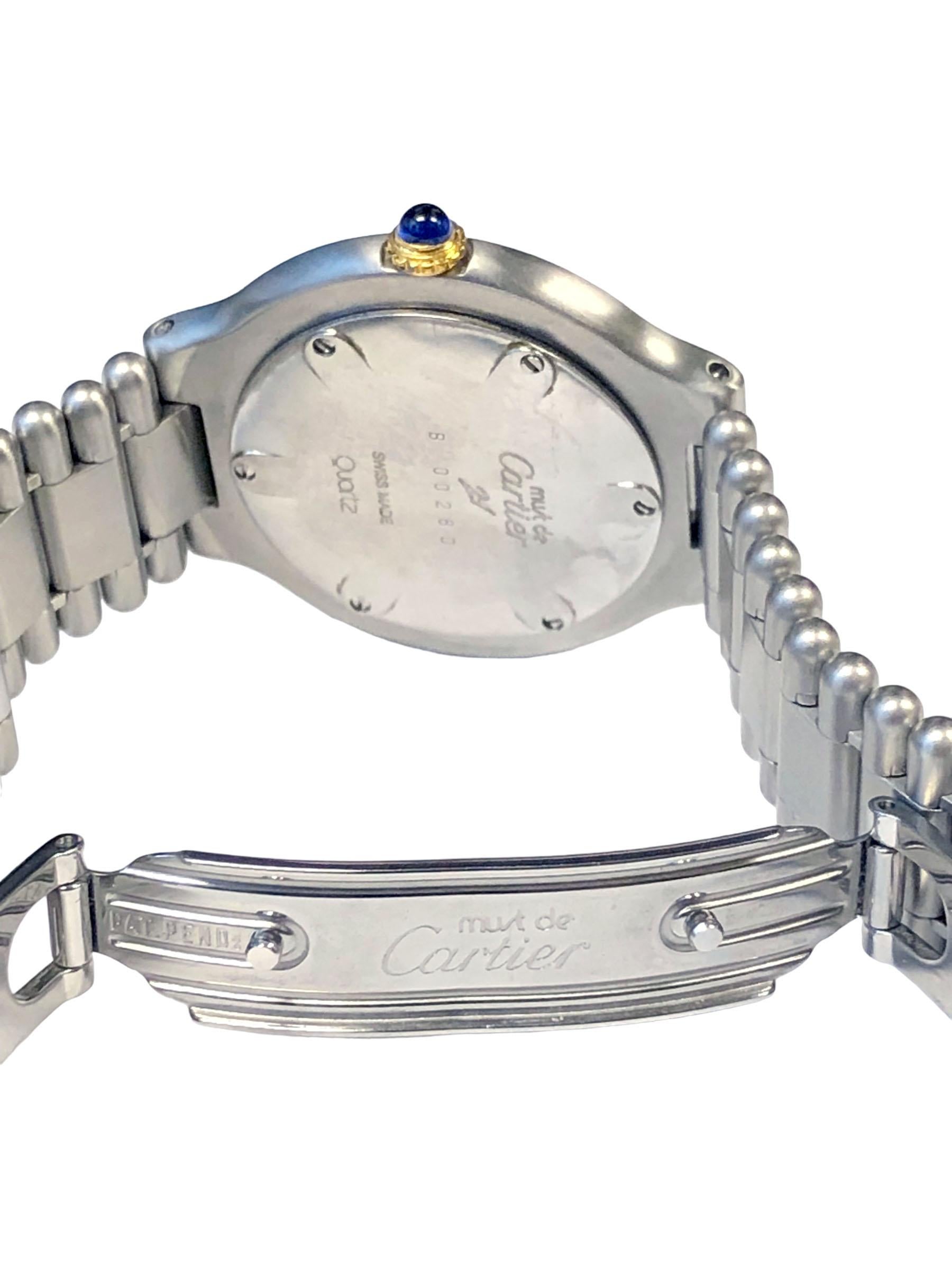 Montre-bracelet Cartier Must De Cartier 21 de taille moyenne avec quartz accentué en acier et or Excellent état - En vente à Chicago, IL