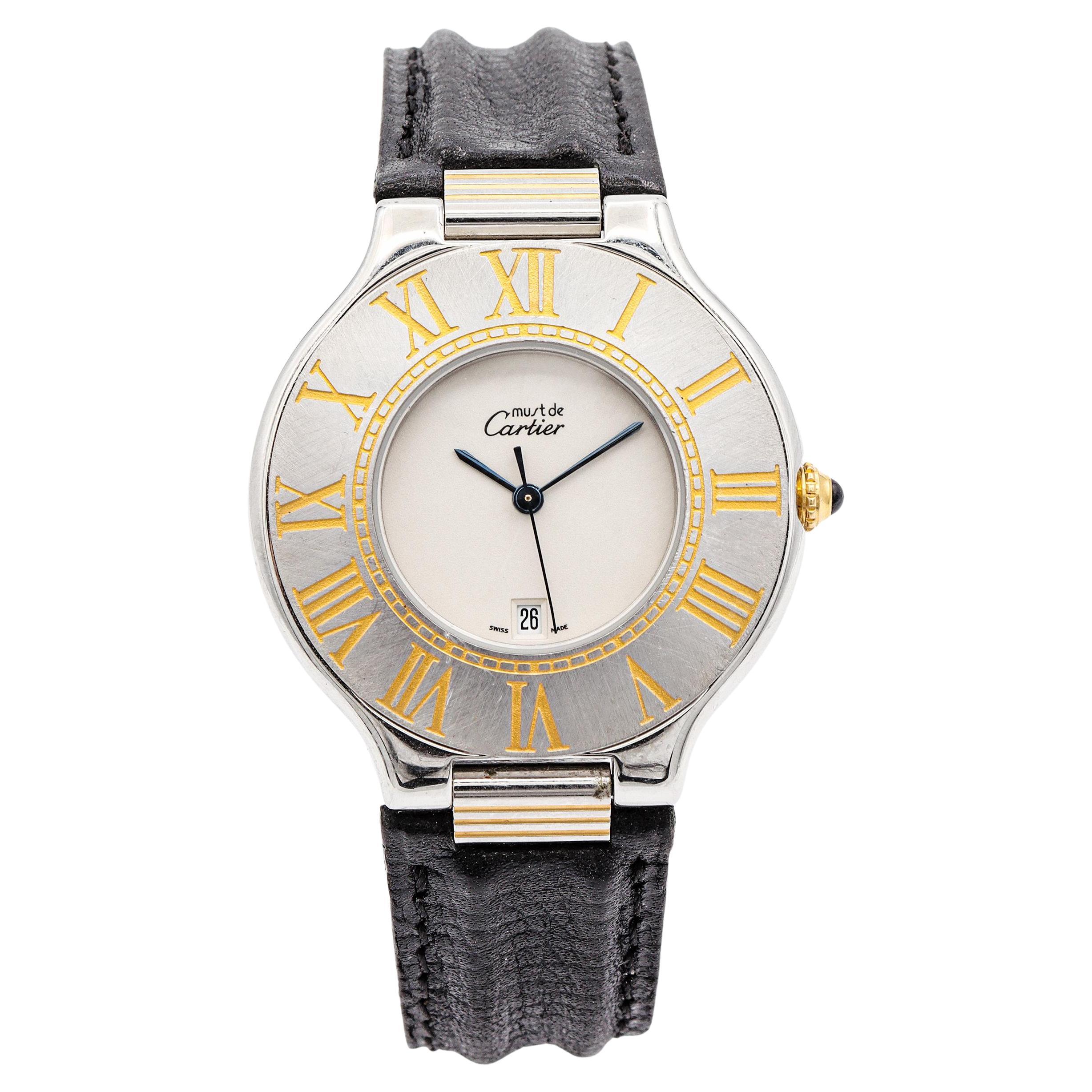 Cartier Must de Cartier 21 Stainless Steel & Gold Date Quartz Men's Watch