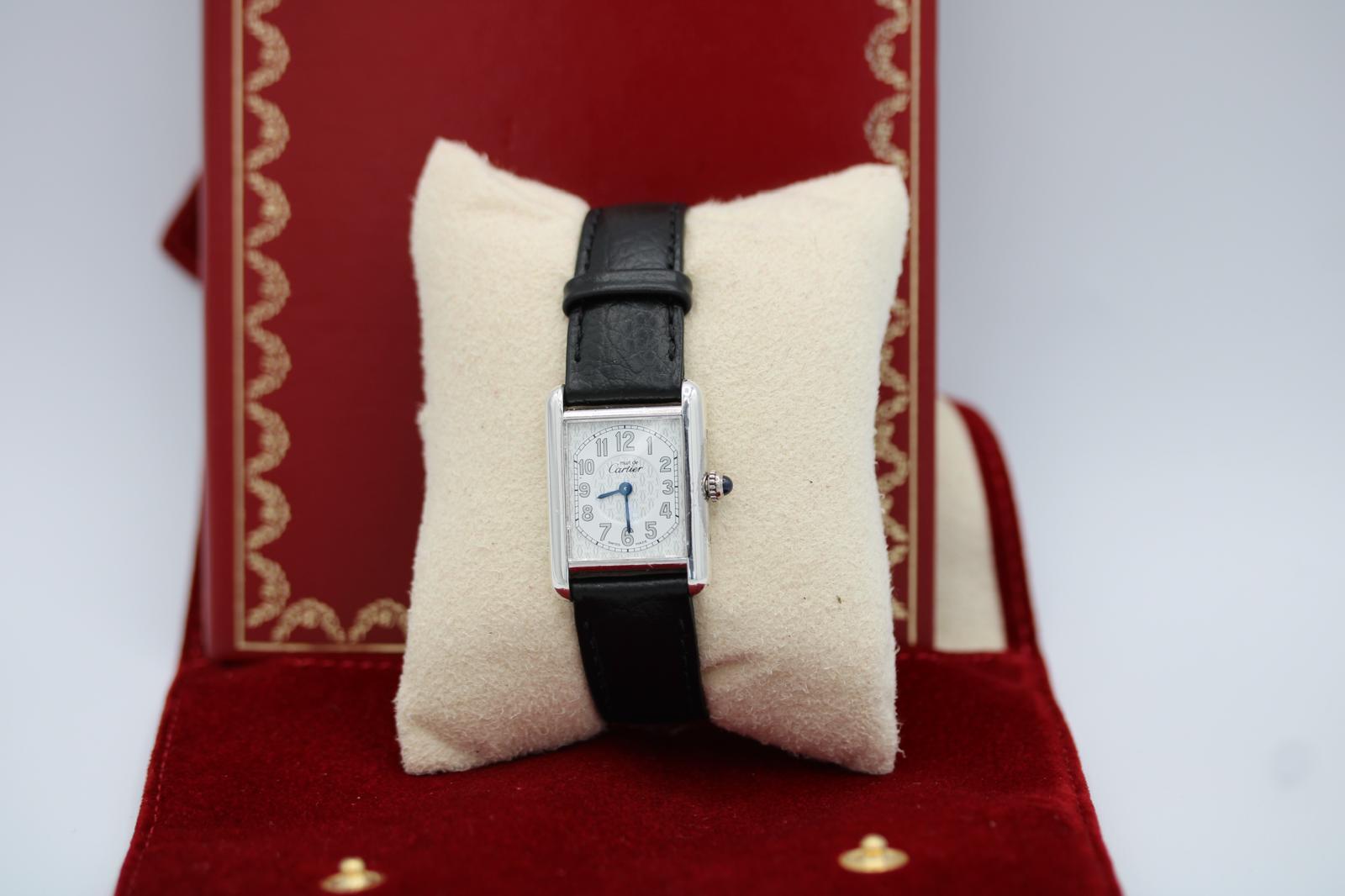 Donna Must de Cartier 2416 22x30mm 1999 Carte di servizio astuccio in vendita