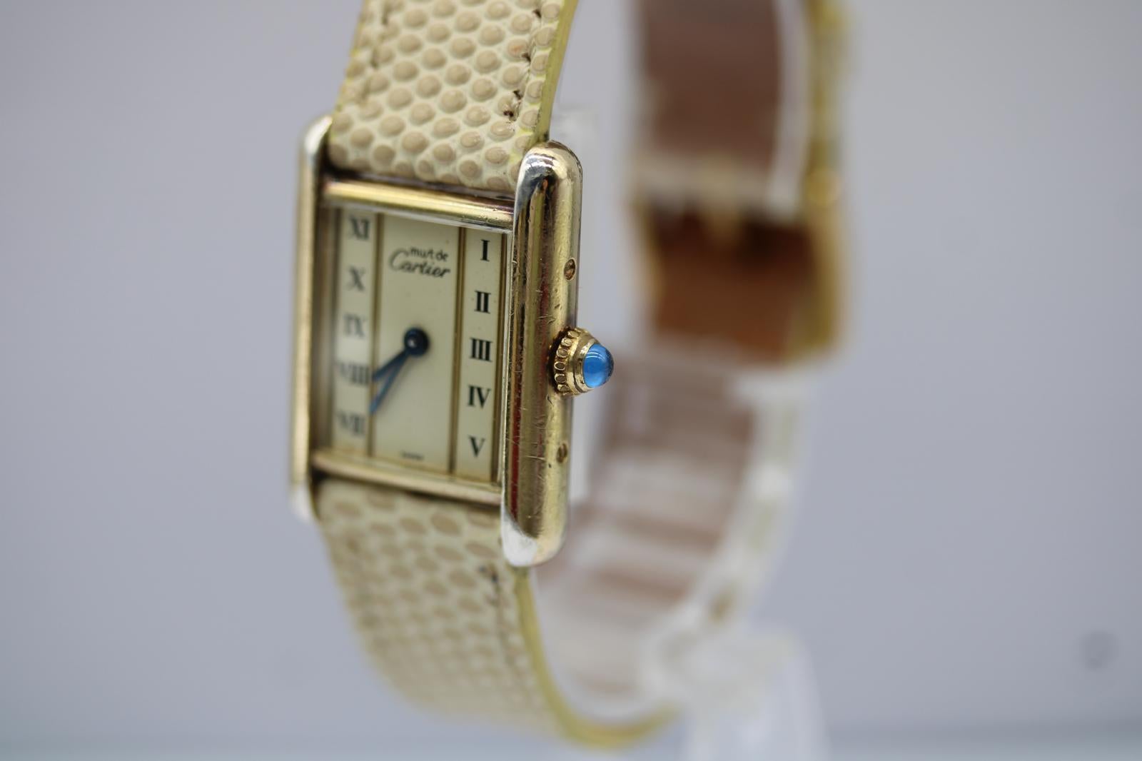 Must de Cartier 5057001  Quadrante con numeri romani  Cassa placcata in oro in vendita 6