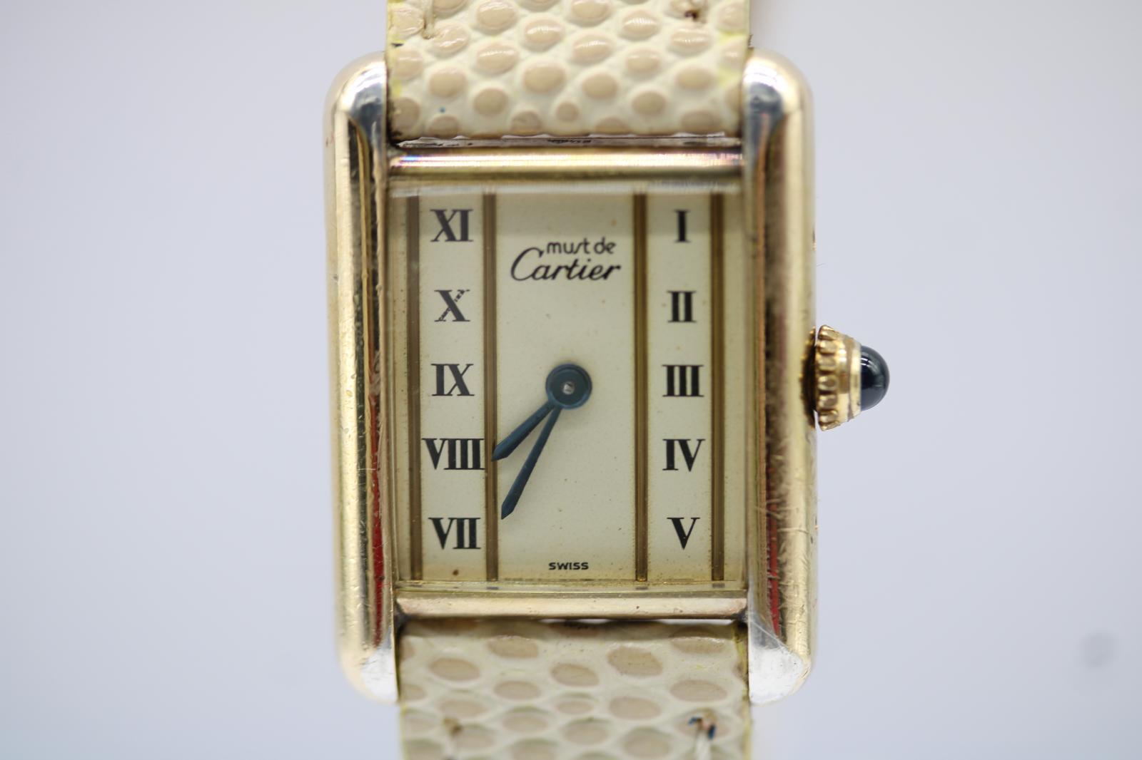 Must de Cartier 5057001  Quadrante con numeri romani  Cassa placcata in oro in vendita 8