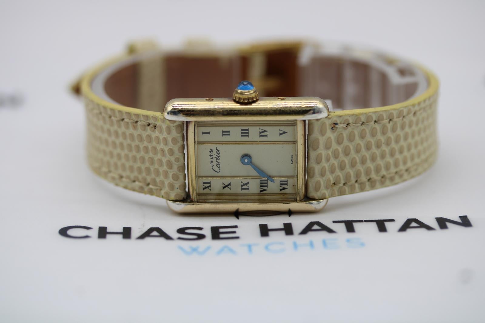 da uomo o donna Must de Cartier 5057001  Quadrante con numeri romani  Cassa placcata in oro in vendita