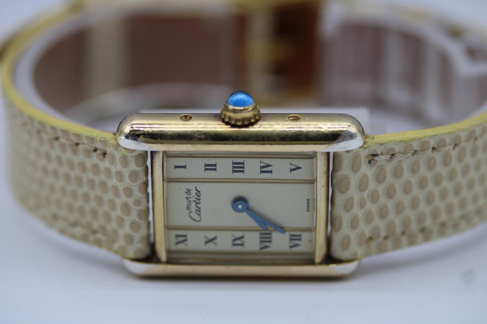 Must de Cartier 5057001  Quadrante con numeri romani  Cassa placcata in oro in vendita 2