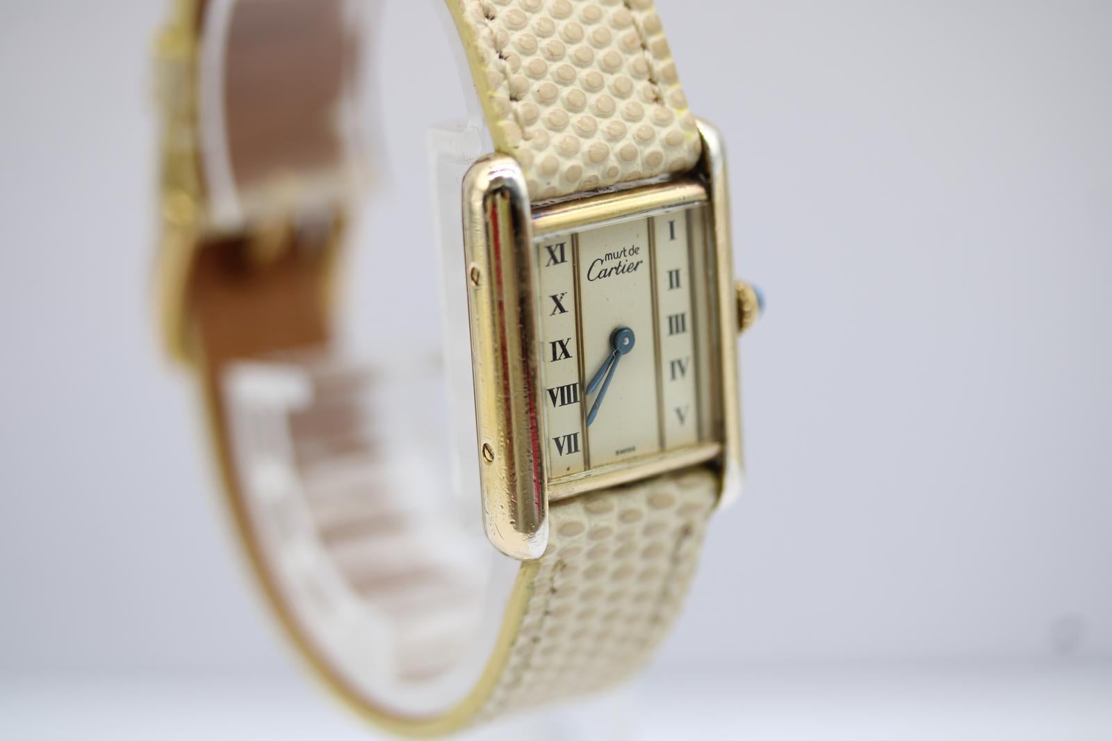 Must de Cartier 5057001  Quadrante con numeri romani  Cassa placcata in oro in vendita 3