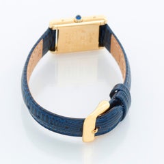 Reloj Cartier Must de Cartier, azul plateado, con esfera de imitación de lapislázuli poco común, ref. 2413
