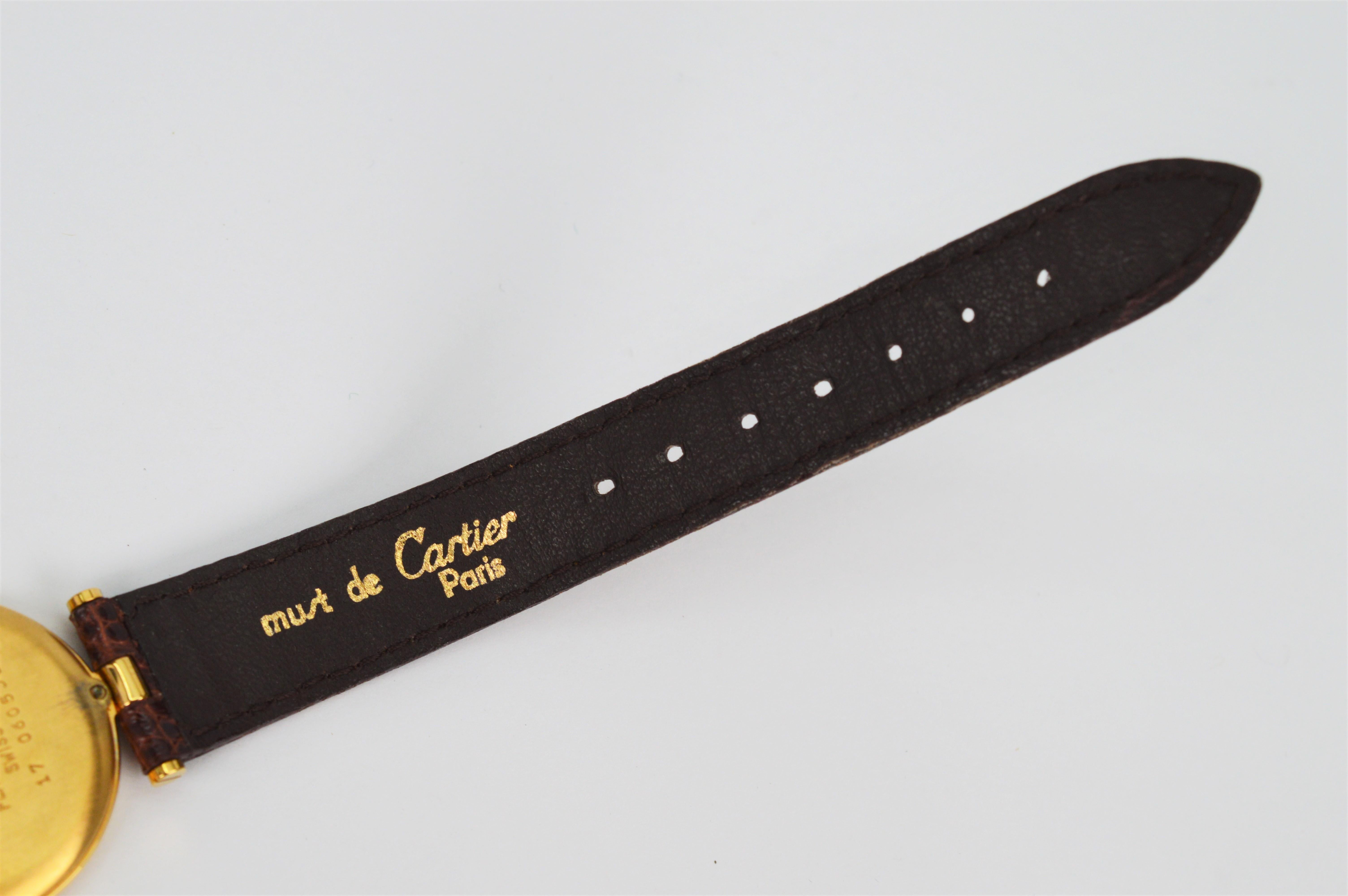 Cartier Must de Cartier Argent Plaque Oro Quartz 30mm Wrist Watch w Box Papers 3
