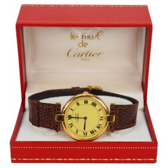 Cartier Must de Cartier Argent Plaque Oro Quartz 30mm Wrist Watch w Box Papers