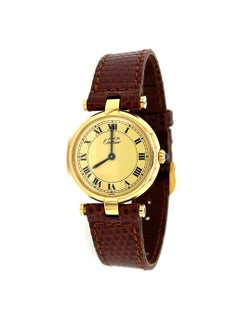 Cartier Must de Cartier Argent Plaque Oro Vendrome Quartz Wrist Watch w Box