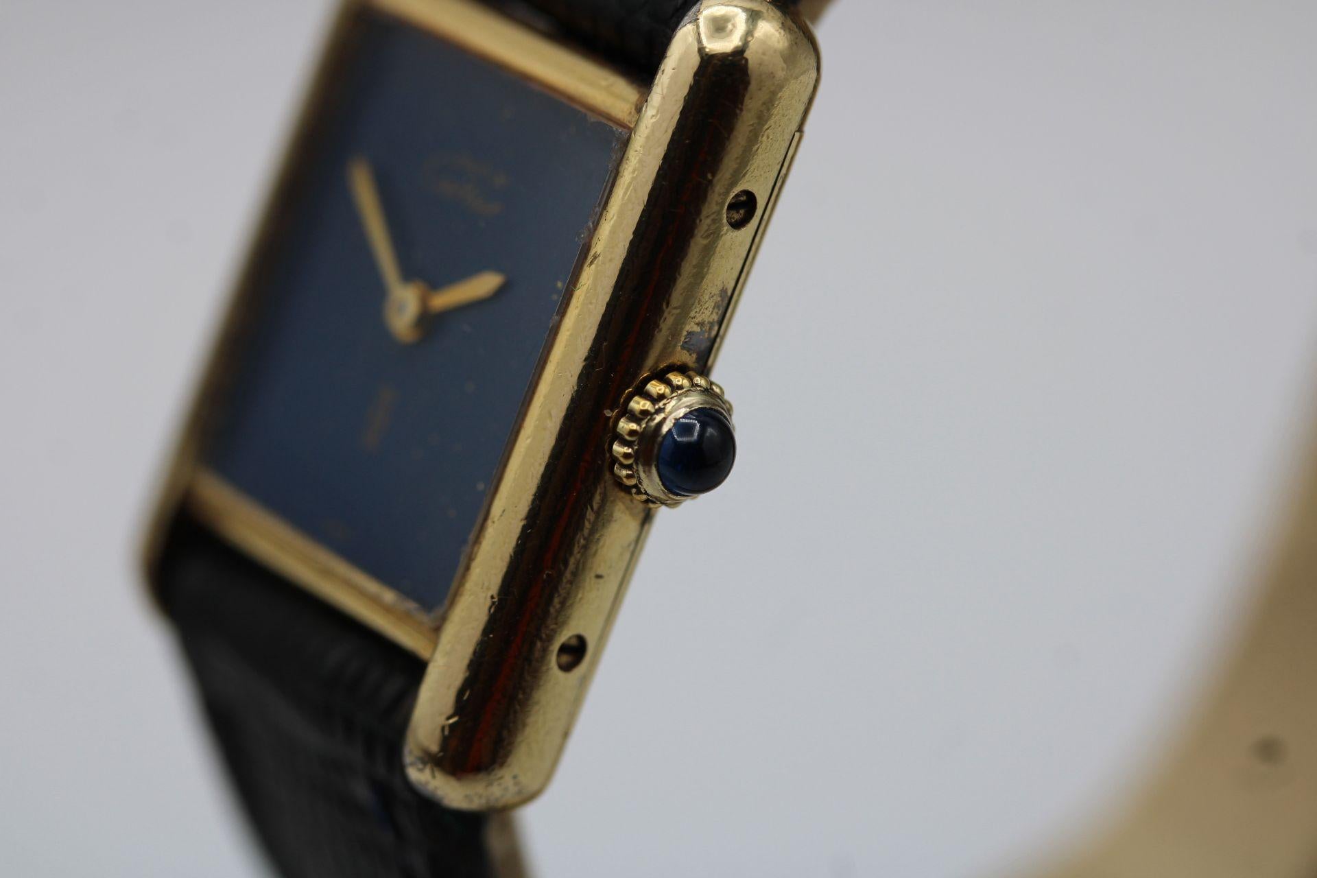 Cartier Must de Cartier Blue Lapis Dial – Mechanical Wind (1980s) im Angebot 9