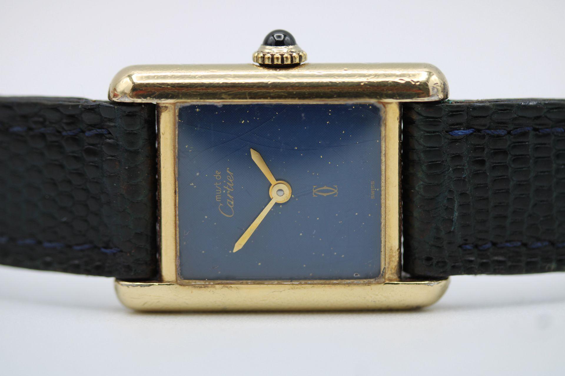 Cartier Must de Cartier Blue Lapis Dial – Mechanical Wind (1980s) im Angebot 5