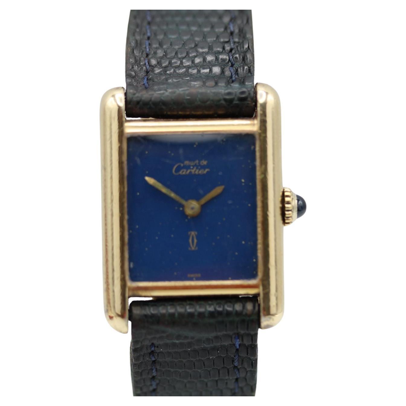 Cartier Must de Cartier Blue Lapis Dial – Mechanical Wind (1980s) im Angebot