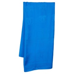 Cartier Must De Cartier Blue Panthere Monogram Wool and Silk Blend Square Scarf