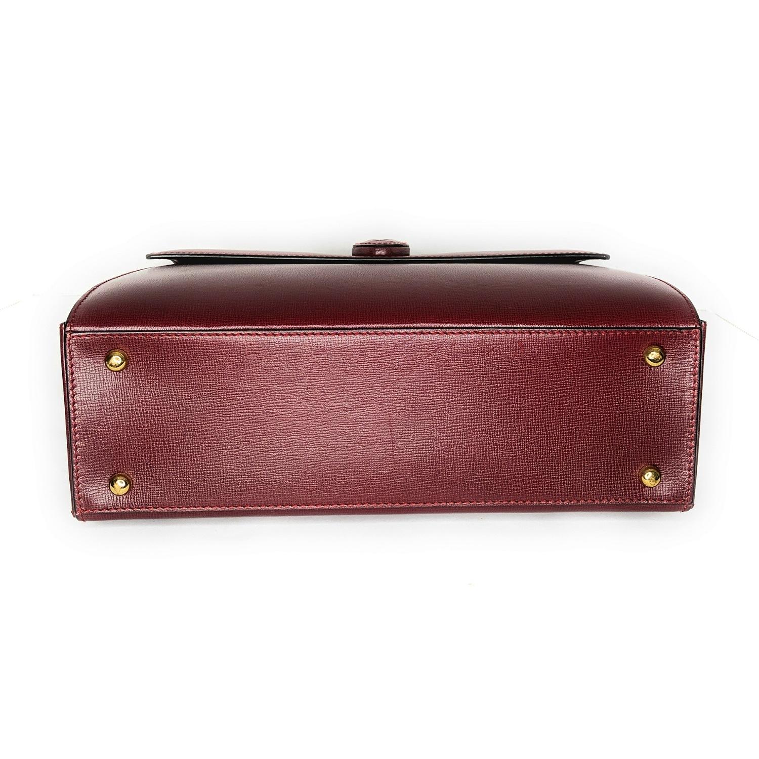 Cartier Must de Cartier Bordeaux Kalbsleder Handtasche im Zustand „Gut“ in Scottsdale, AZ