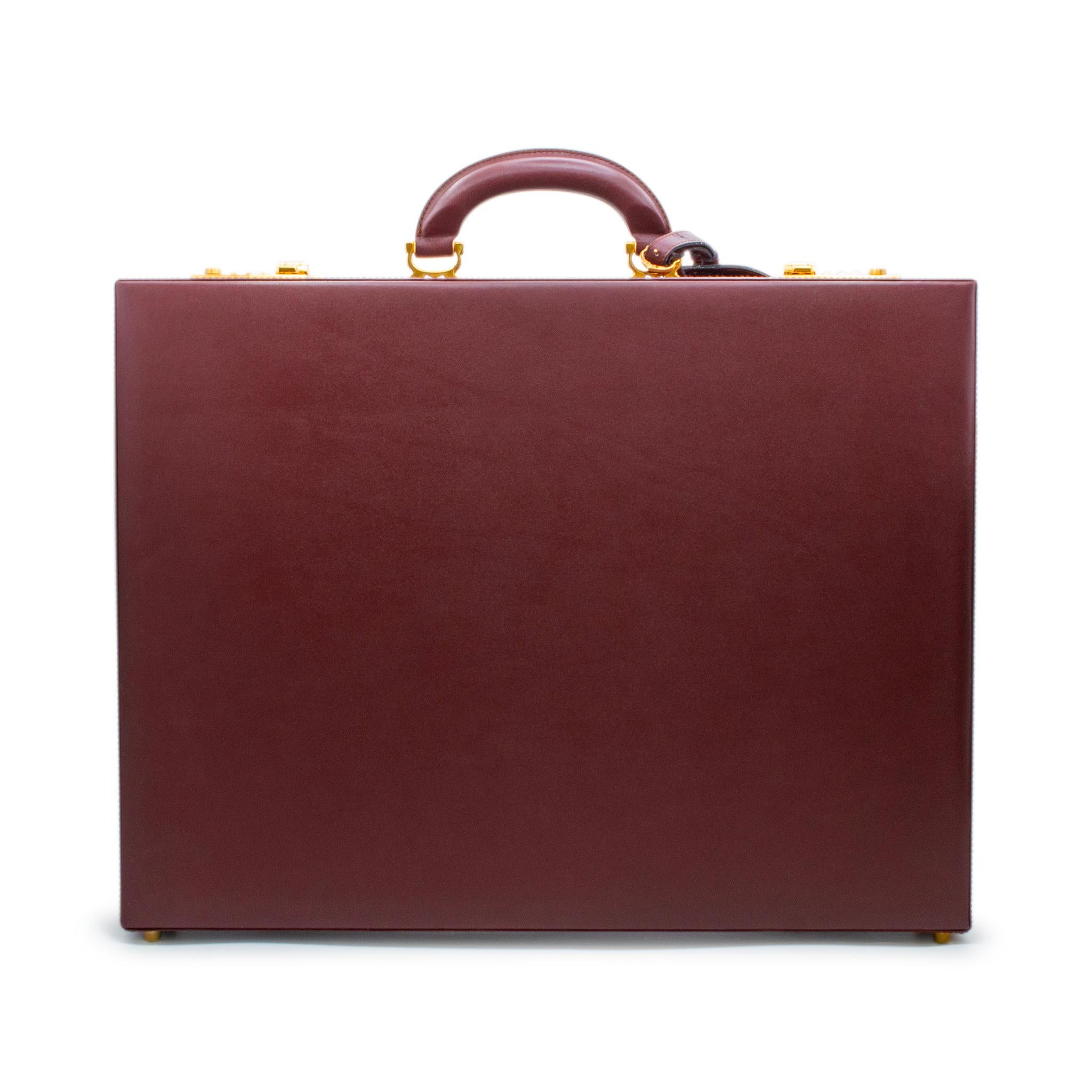 Cartier Must de Cartier Burgundy Red C Logo Leather Men's Top Handle Briefcase For Sale 9