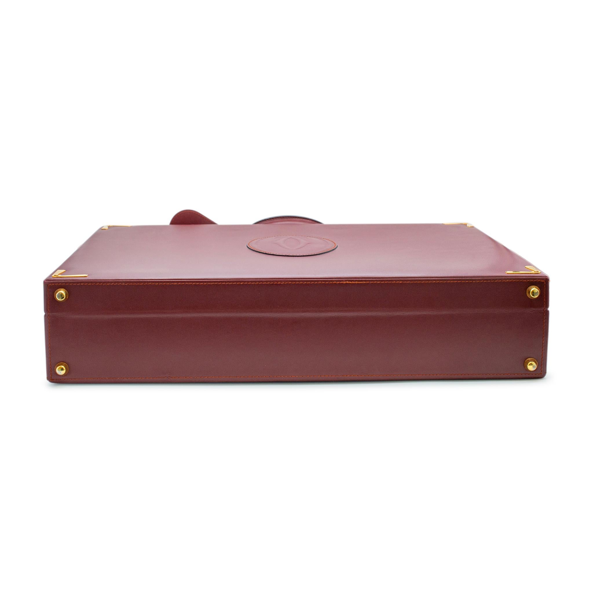 Cartier Must de Cartier Burgundy Red C Logo Leather Men's Top Handle Briefcase For Sale 10