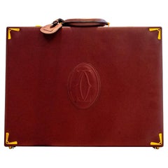 Used Cartier Must de Cartier Burgundy Red C Logo Leather Men's Top Handle Briefcase
