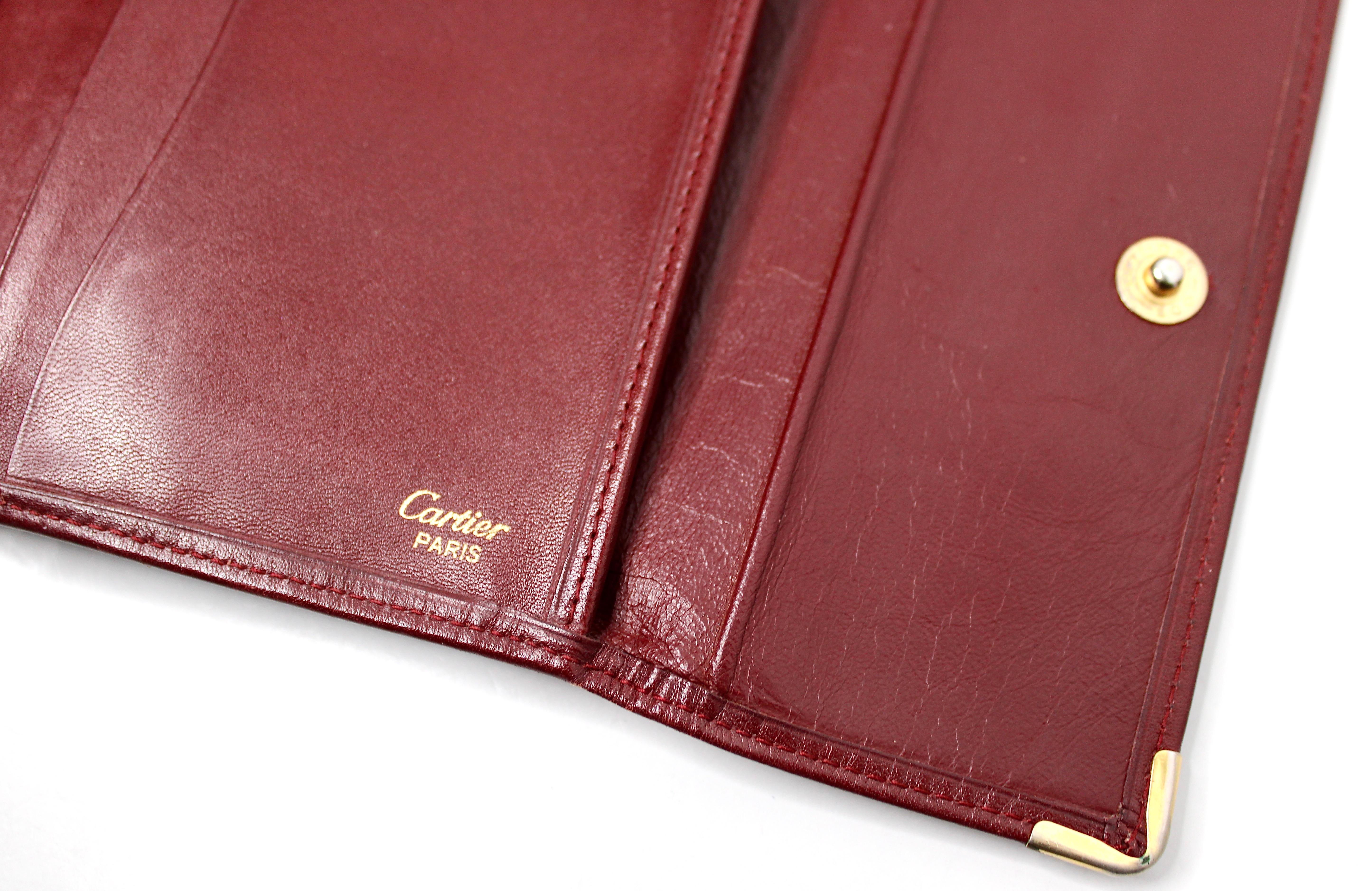 Portafoglio Trifold in pelle bordeaux Must de Cartier circa anni '80 in vendita 6