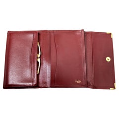 Cartier Must de Cartier Burgundy Trifold Leather Wallet circa 1980s