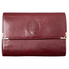 Cartier Must de Cartier Burgundy Trifold Leather Wallet circa 1980s