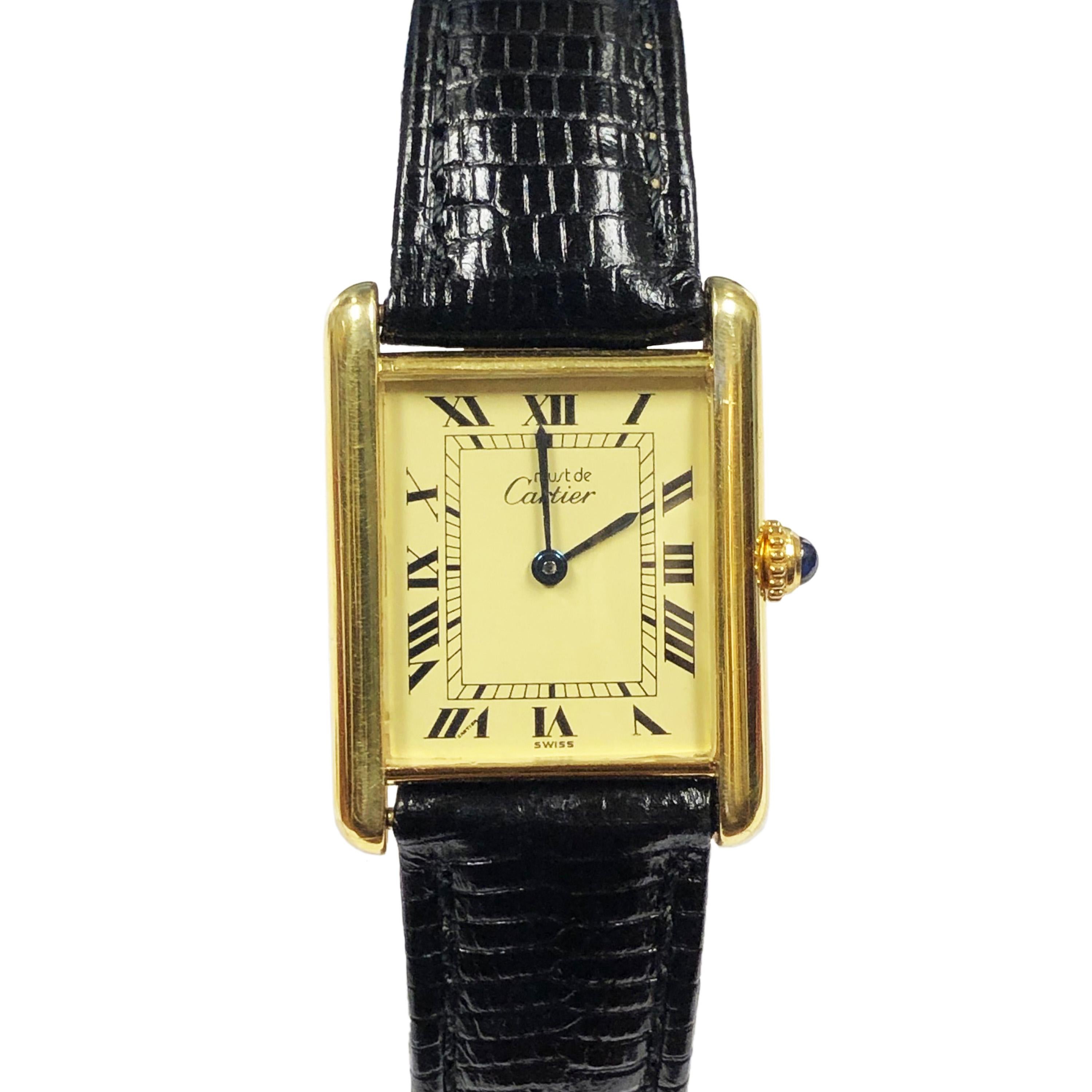 Cartier Must De Cartier Classic Vermeil Tank Quartz Wristwatch