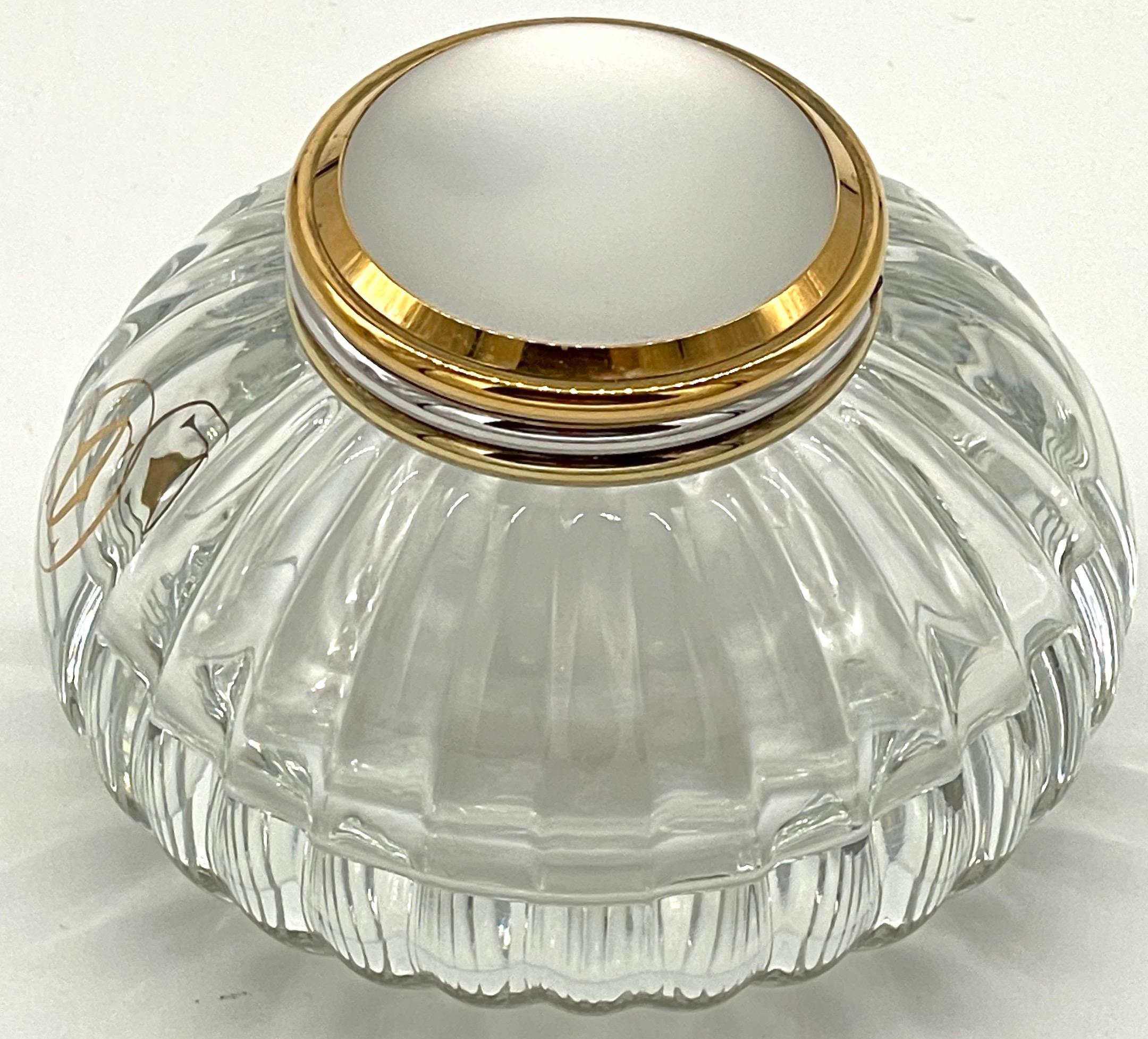 Cartier 'Must de Cartier' Crystal Gilt and Silver Mellon Inkwell In Good Condition For Sale In West Palm Beach, FL