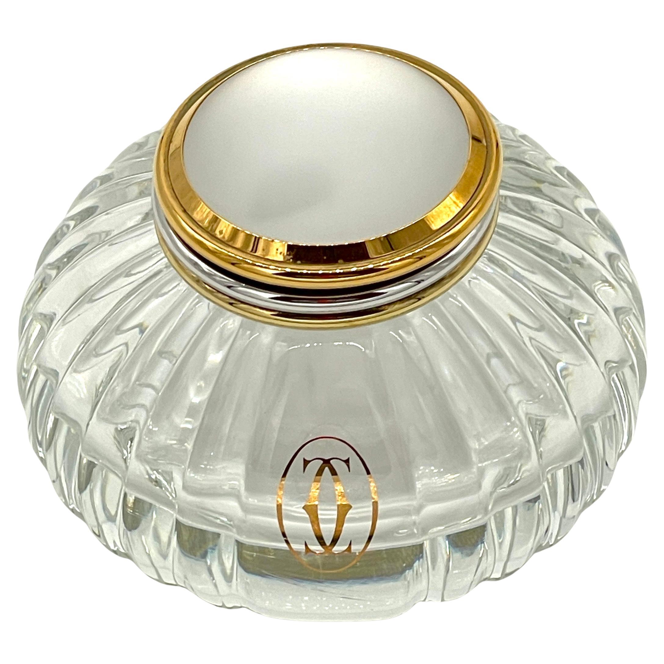 Encrier 'Must de Cartier' en cristal doré et argent Mellon de Cartier