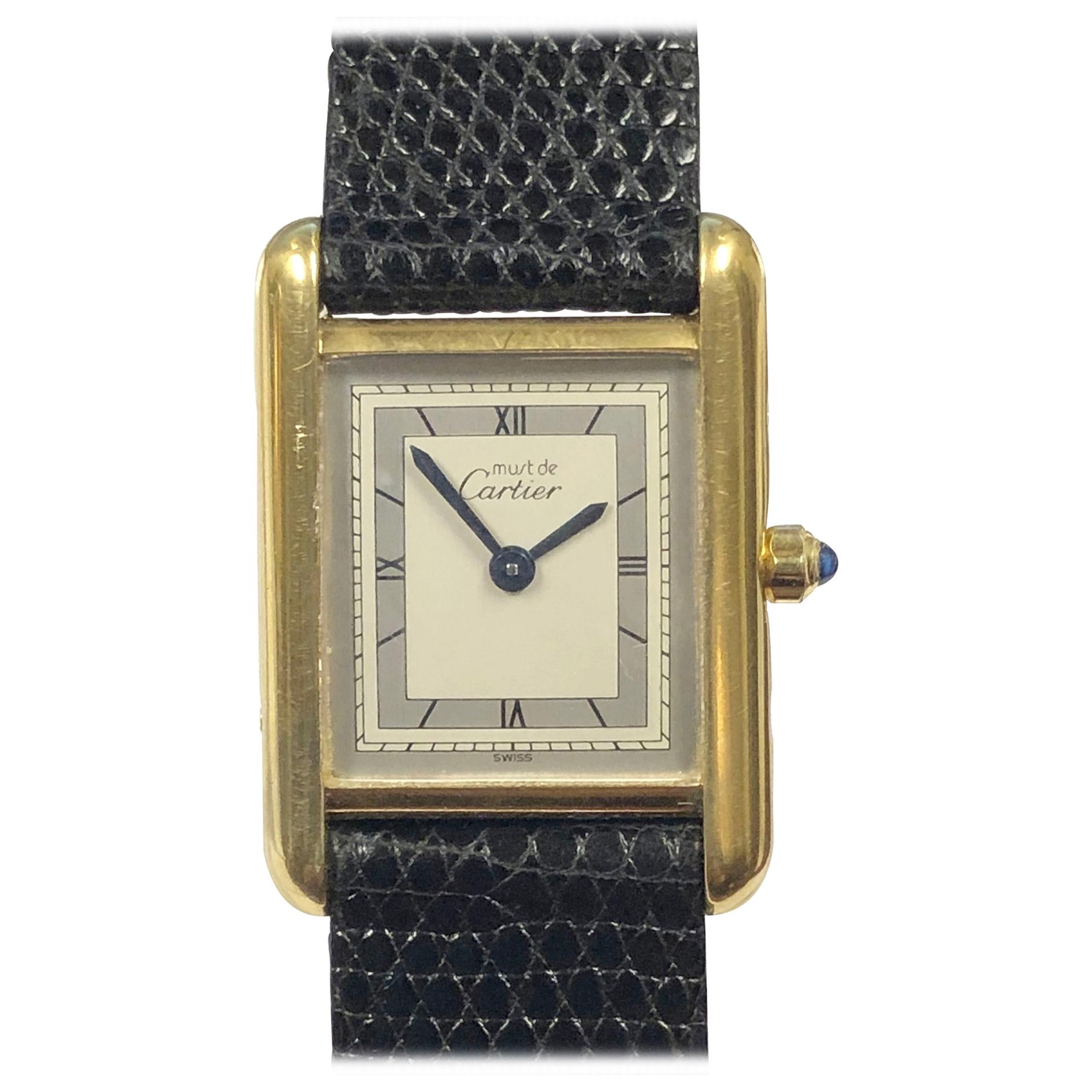 Cartier Must De Cartier Ladies Vermeil Classic Quartz Tank Wristwatch