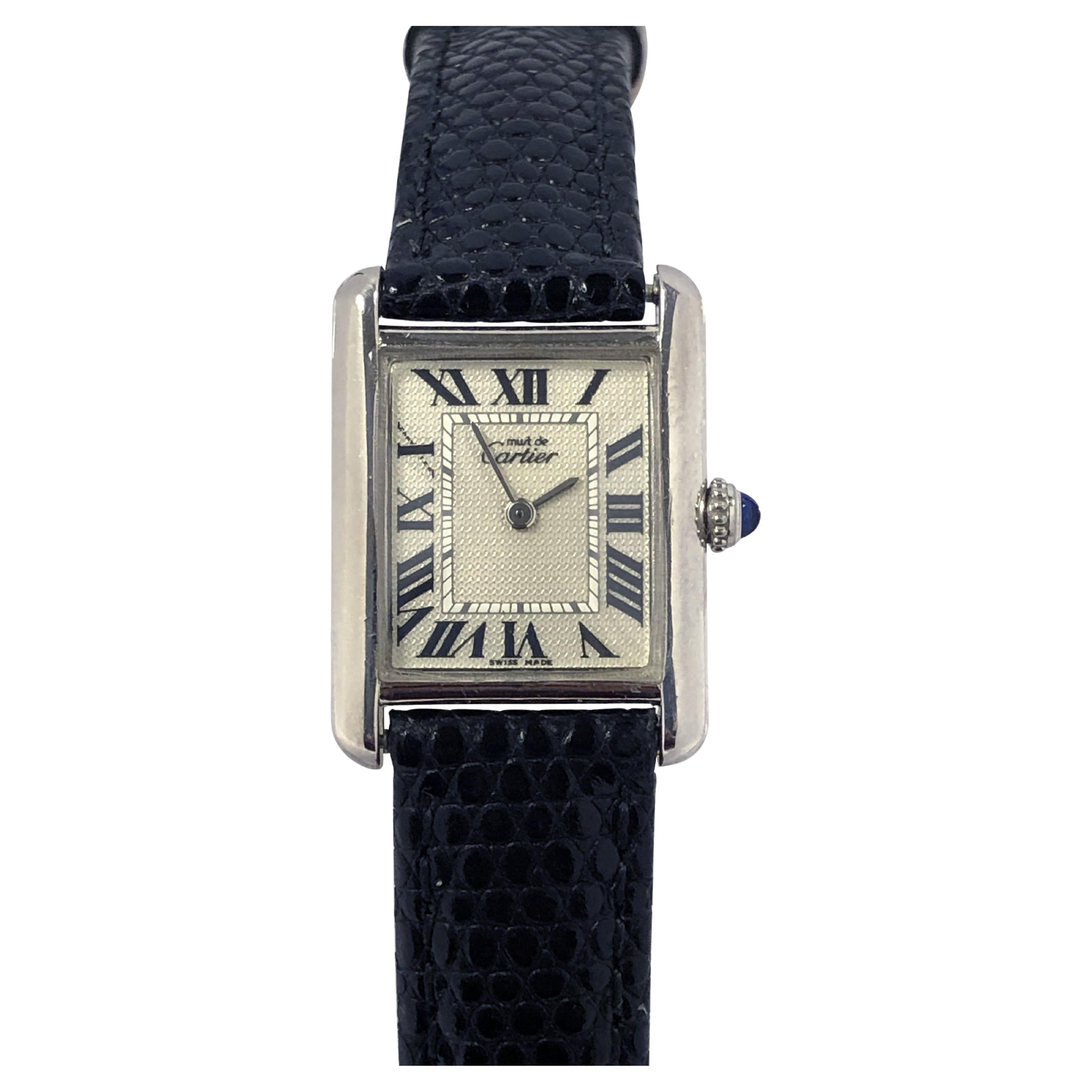 Cartier Must de Cartier Mid Size Sterling Tank Quartz Wrist Watch