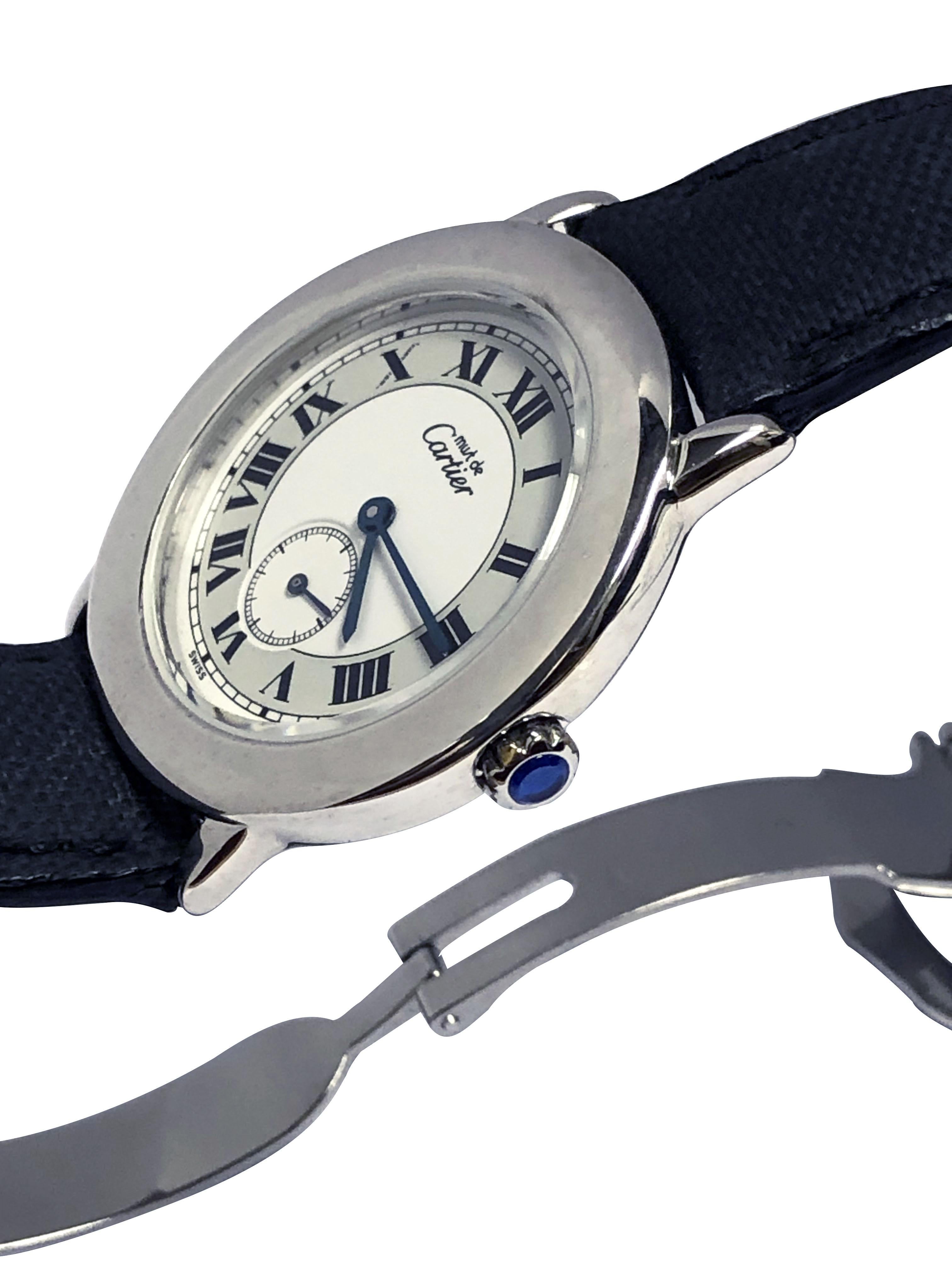 Cartier Must de Cartier Midsize Sterling Quartz Wrist Watch In Excellent Condition In Chicago, IL
