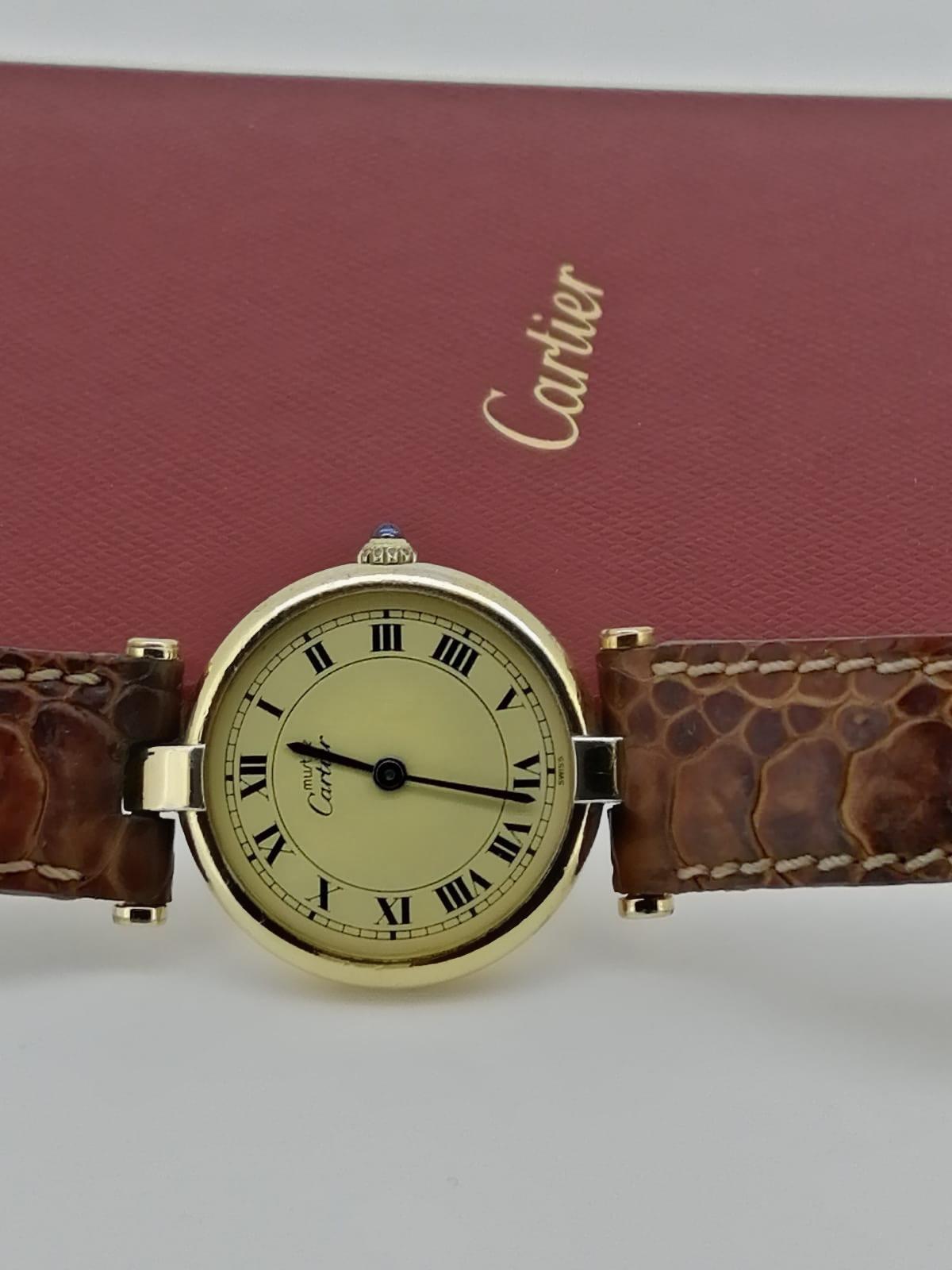 Cartier Must de Cartier Paris Vermeil 925 Silber vergoldete Quarz 24mm Damenuhr 1