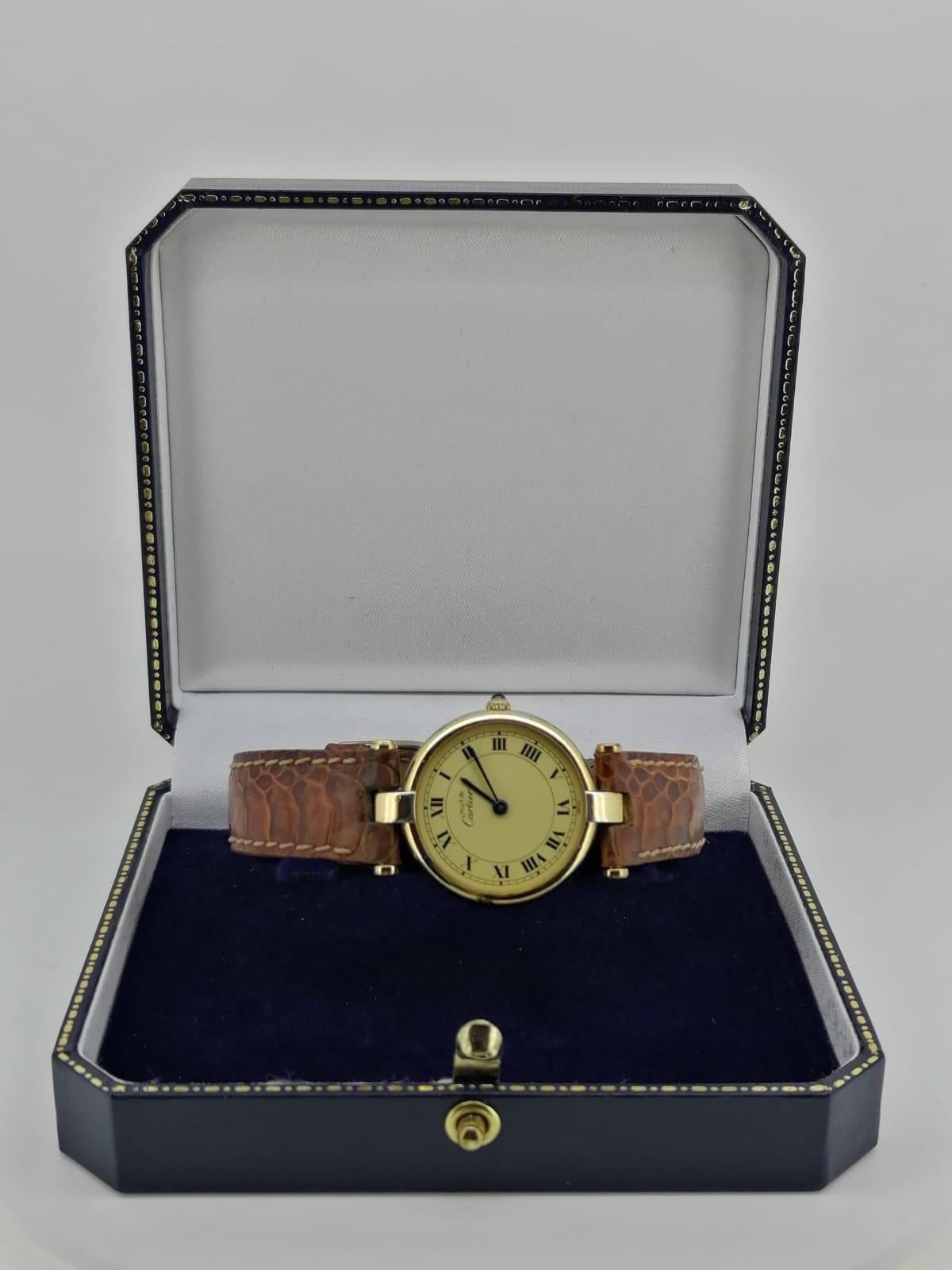 Cartier Must de Cartier Paris Vermeil 925 Silber vergoldete Quarz 24mm Damenuhr 3