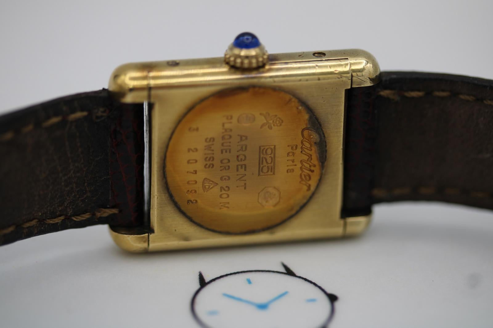Cartier Must De Cartier Red Lapis Dial  Manual Wind  Burgundy Strap en venta 7