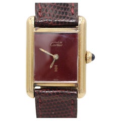 Cartier Must De Cartier Red Lapis Dial  Manual Wind  Burgundy Strap