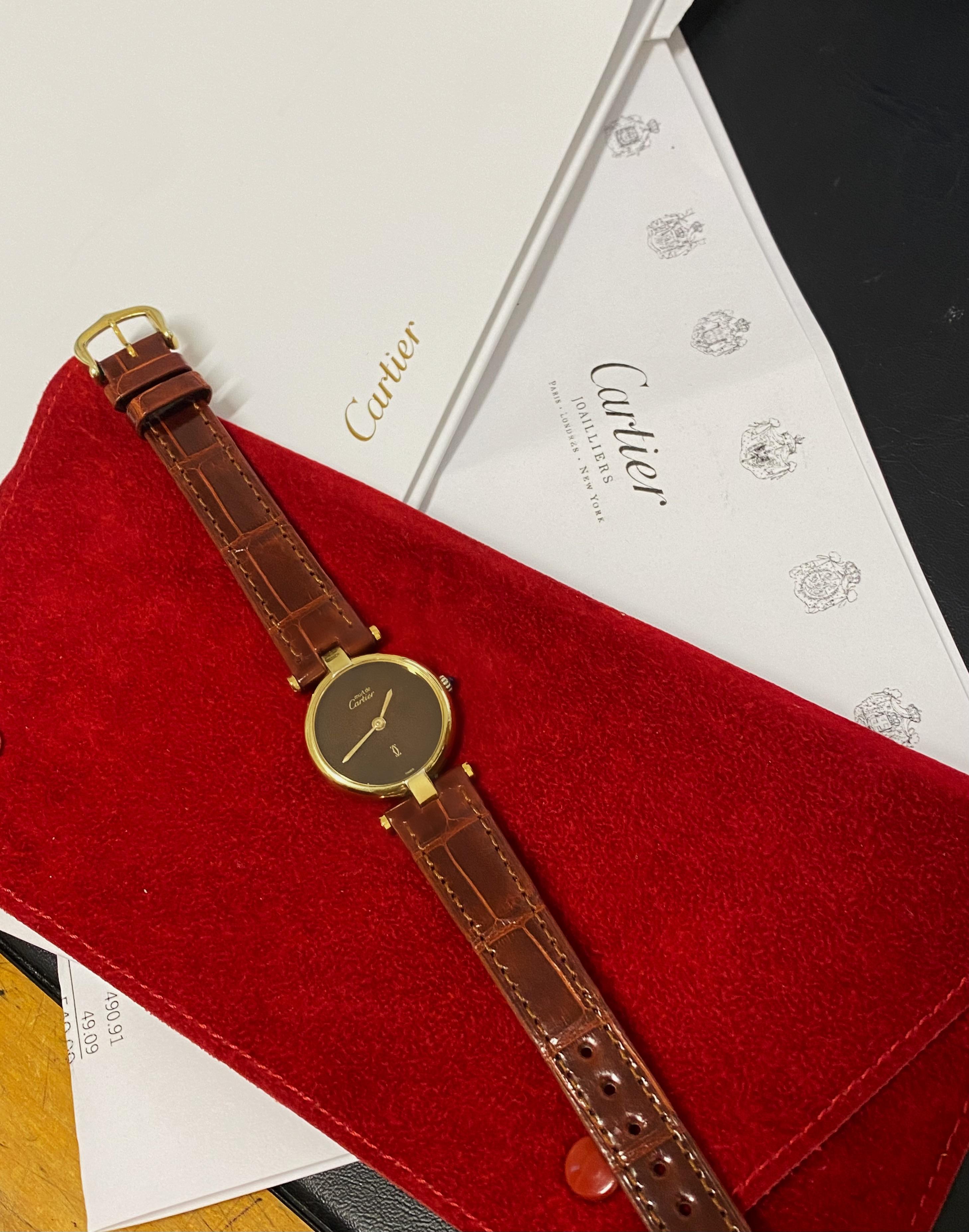 Cartier Must de Cartier ref 18 Burgundy (Mahogany) Dial 24mm Quartz Ladies Watch