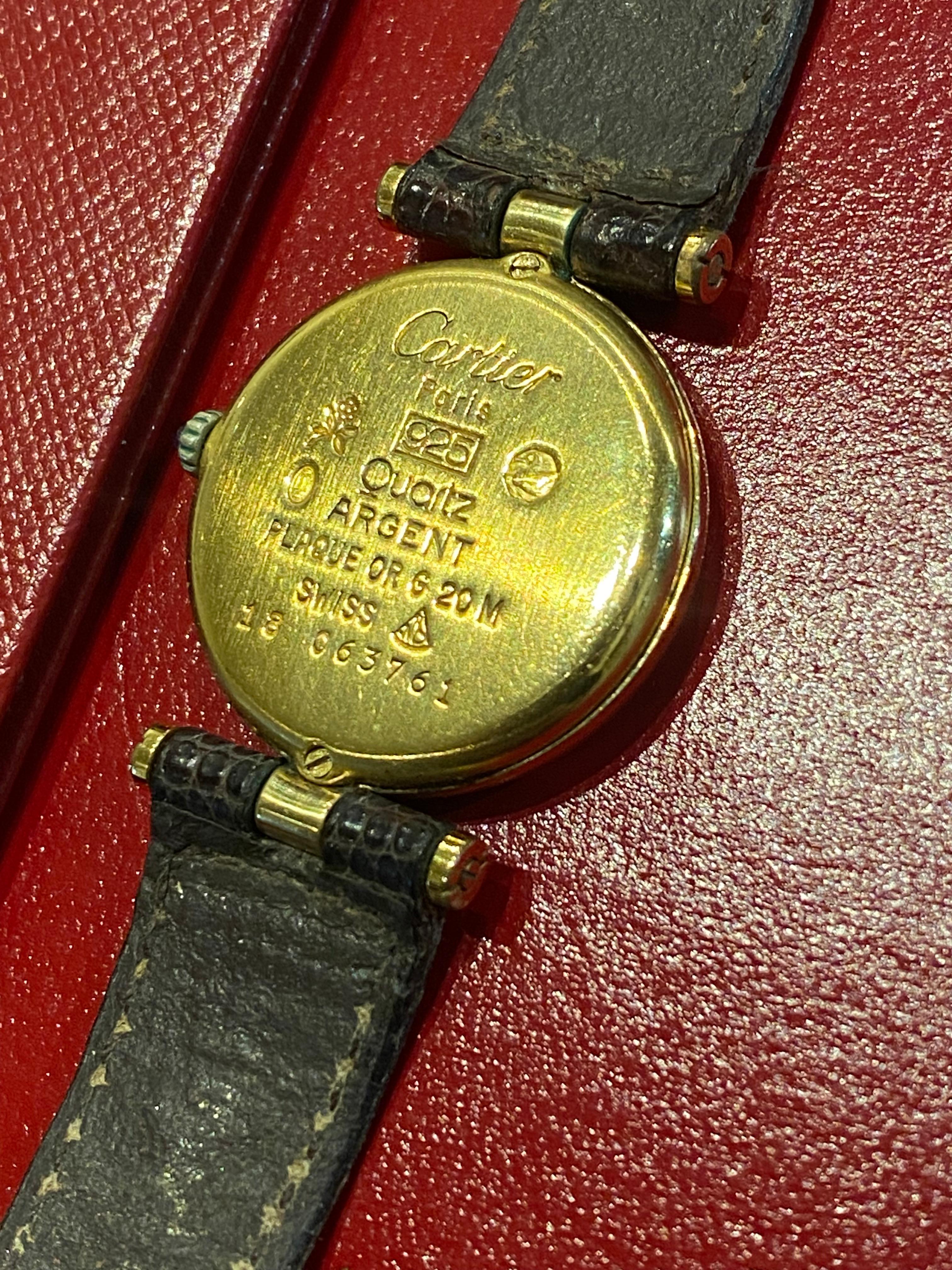Must de Cartier ref 18 Quadrante borgogna (mogano) 24 mm Orologio da donna al quarzo in vendita 3