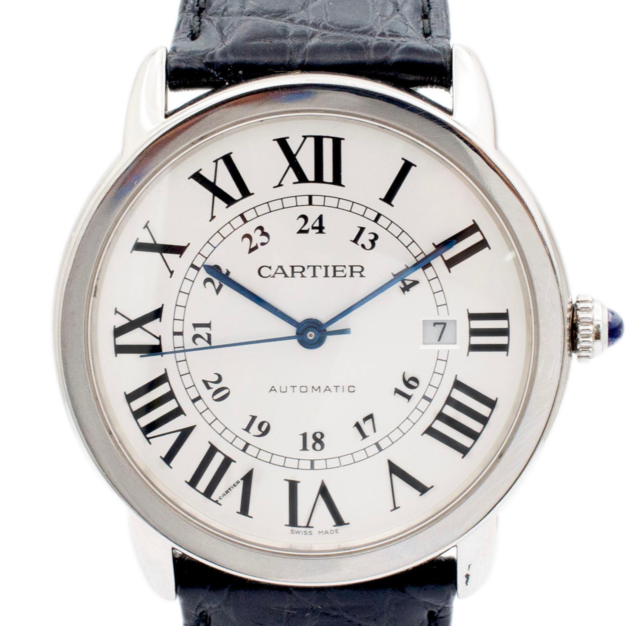 Brand: Cartier

Gender: Mens

Metal Type: Stainless Steel

Diameter: 42MM

Band Length: 70.00 inches

Width: 22.5mm

Weight: 61.32 grams

Gent's stainless steel, Cartier Swiss made watch. The 