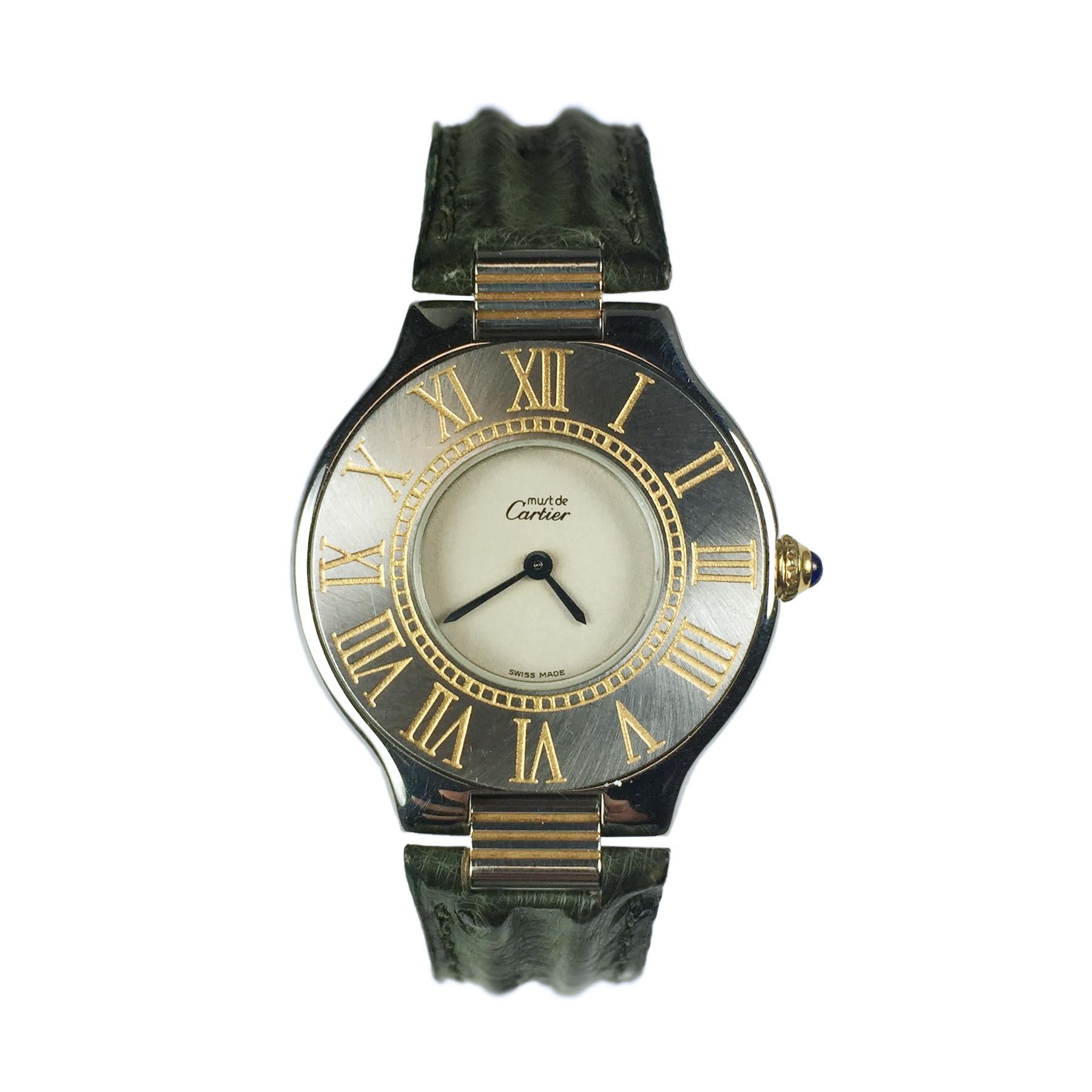 Cartier Must de Cartier Steel and Gold Accented Quartz Wristwatch