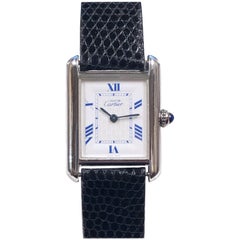 Cartier Must De Cartier Sterling Silver Tank Mid Size Quartz Wristwatch
