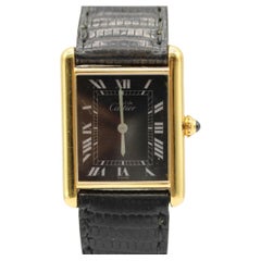Cartier Must de Cartier Tank  23mm x 30mm  Black Dial  1980s  Manual Wind