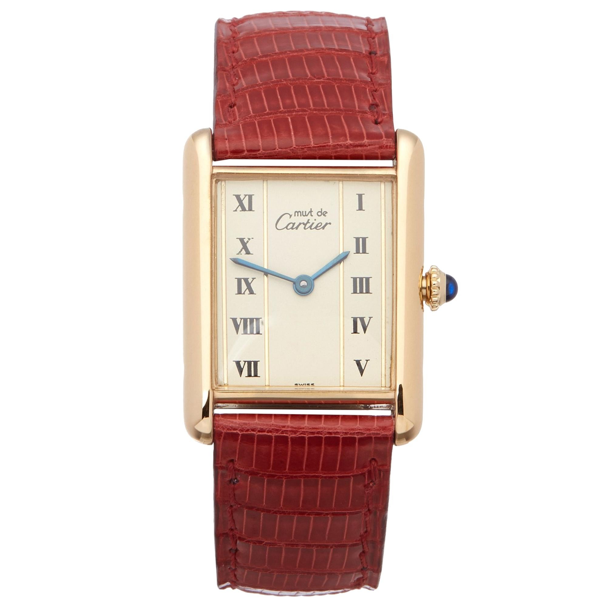 Cartier Must de Cartier Tank, 82102 Ladies Gold-Plated Watch